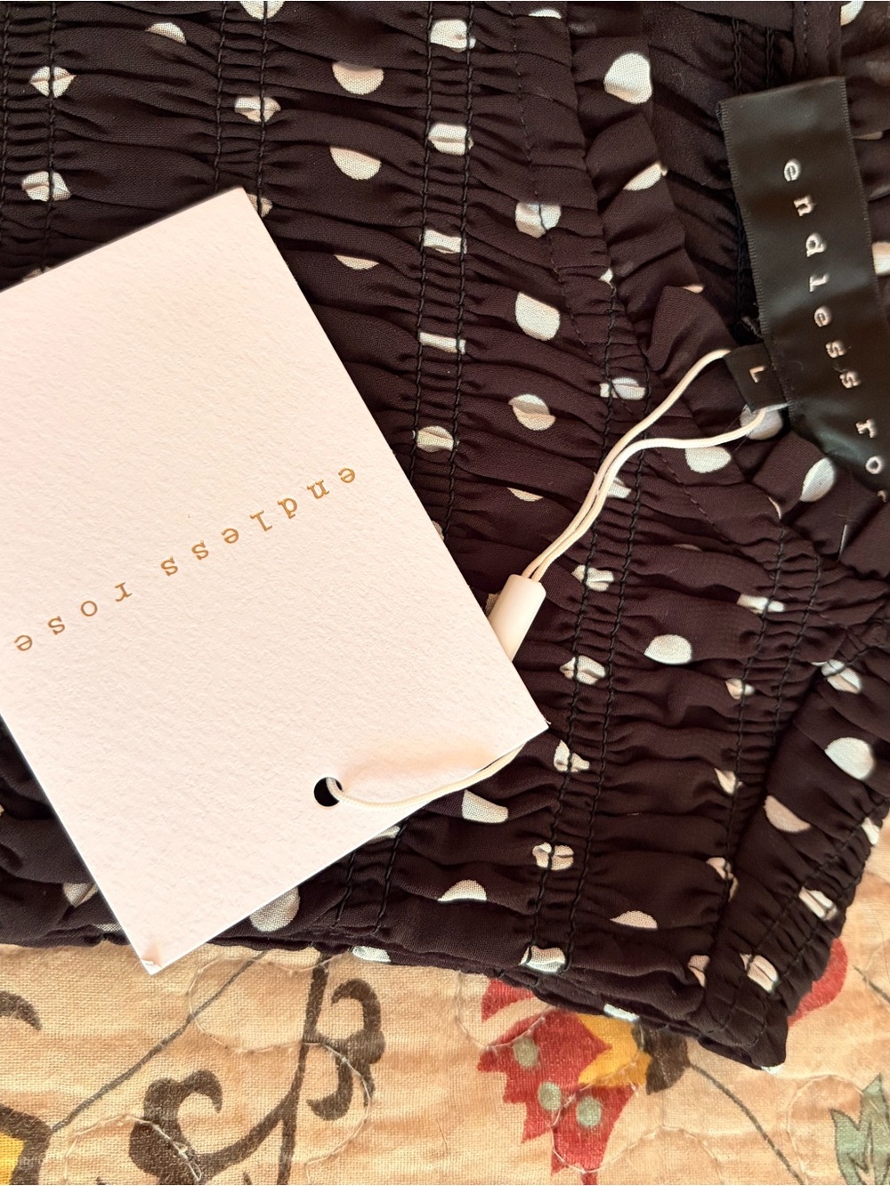 Endless Rose Black Midi Dress with White Polka Dots - Picture 4 of 8